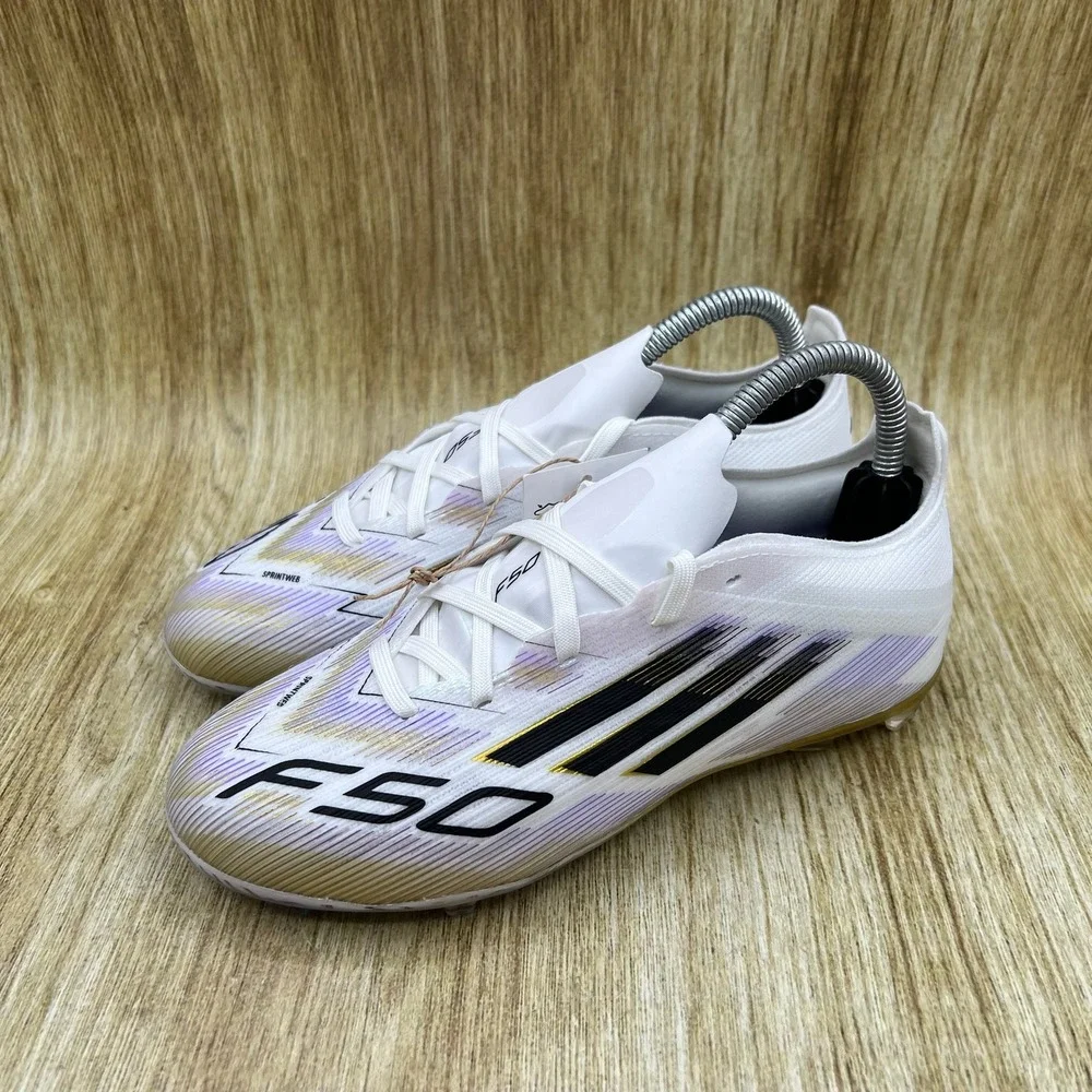 Adidas F50 Elite FG J Soccer Cleats Kid's Size 2.5 White Gold Purple JH7713 NEW